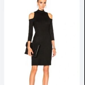 L’AGENCE Size L Dress Cut Out Cold Shoulder Turtleneck Bodycon in Black
